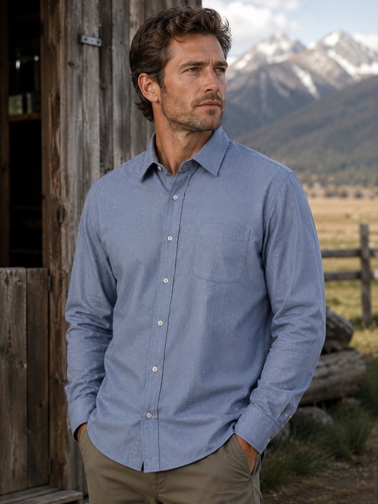 Brooks Brothers Other - Brooks Brothers Dress Shirt – Men’s 16½ / 34-35 – Blue Dobby Cotton – Non-Iron